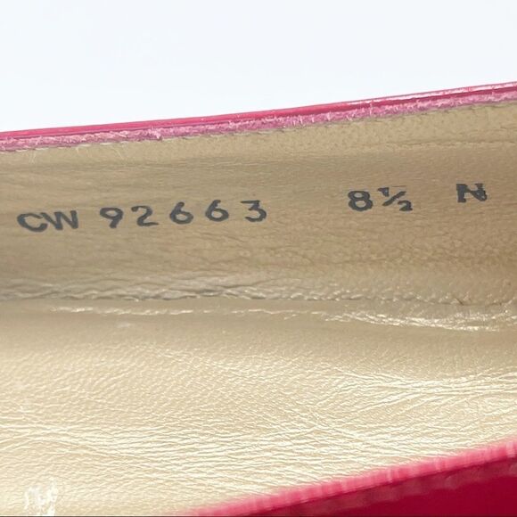 Stuart Weitzman fuschia patent leather peep toe flats with silver buckle - Women - Picture 12 of 12
